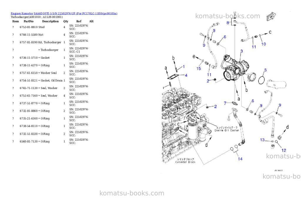 Komatsu SAA4D107E-5 S/N 22502976-UP (For PC170LC-11E0) Parts catalog cover Page 9 Komatsu SAA4D107E-5 S/N 22502976-UP (For PC170LC-11E0) Parts catalog cover Page 9