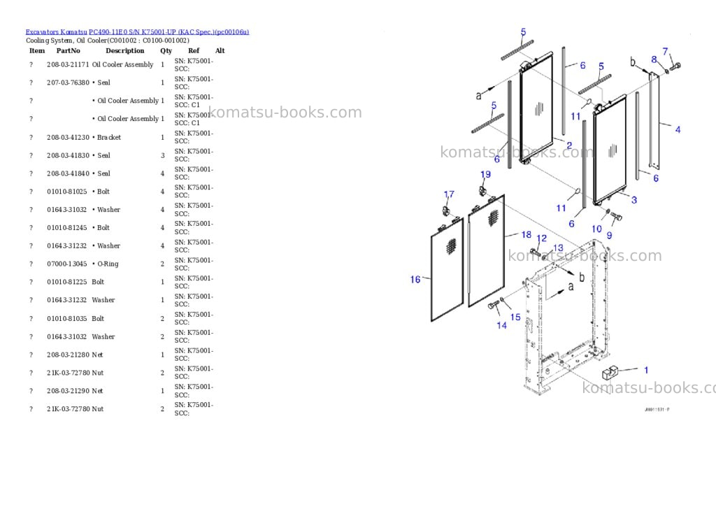 Komatsu PC490-11E0 S/N K75001-UP (KAC Spec.) Parts catalog cover Page 10 Komatsu PC490-11E0 S/N K75001-UP (KAC Spec.) Parts catalog cover Page 10