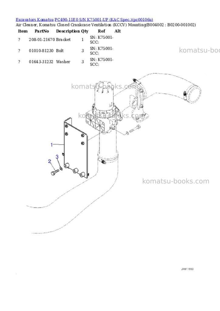 Komatsu PC490-11E0 S/N K75001-UP (KAC Spec.) Parts catalog cover Page 4 Komatsu PC490-11E0 S/N K75001-UP (KAC Spec.) Parts catalog cover Page 4
