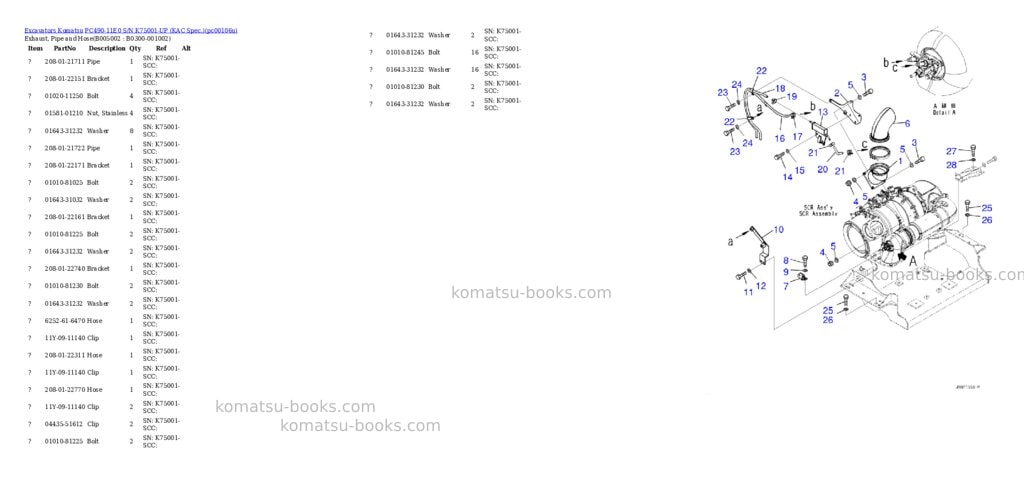 Komatsu PC490-11E0 S/N K75001-UP (KAC Spec.) Parts catalog cover Page 6 Komatsu PC490-11E0 S/N K75001-UP (KAC Spec.) Parts catalog cover Page 6