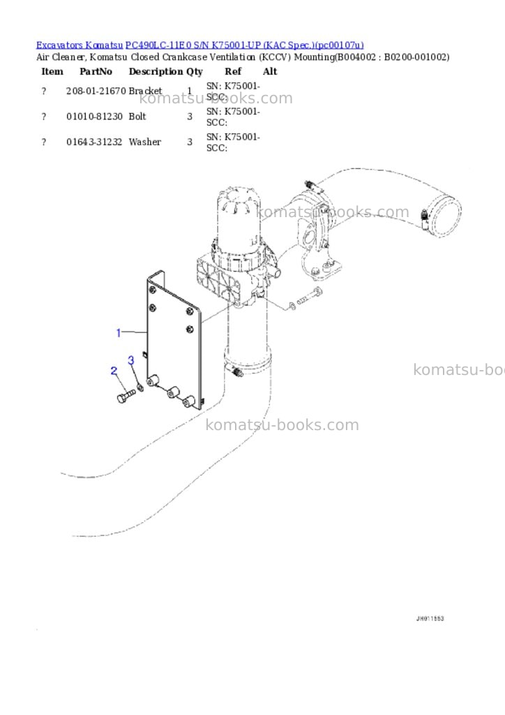 Komatsu PC490LC-11E0 S/N K75001-UP (KAC Spec.) Parts catalog cover Page 4 Komatsu PC490LC-11E0 S/N K75001-UP (KAC Spec.) Parts catalog cover Page 4