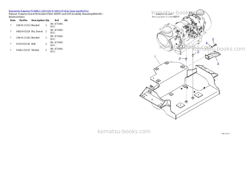 Komatsu PC490LC-11E0 S/N K75001-UP (KAC Spec.) Parts catalog cover Page 5 Komatsu PC490LC-11E0 S/N K75001-UP (KAC Spec.) Parts catalog cover Page 5