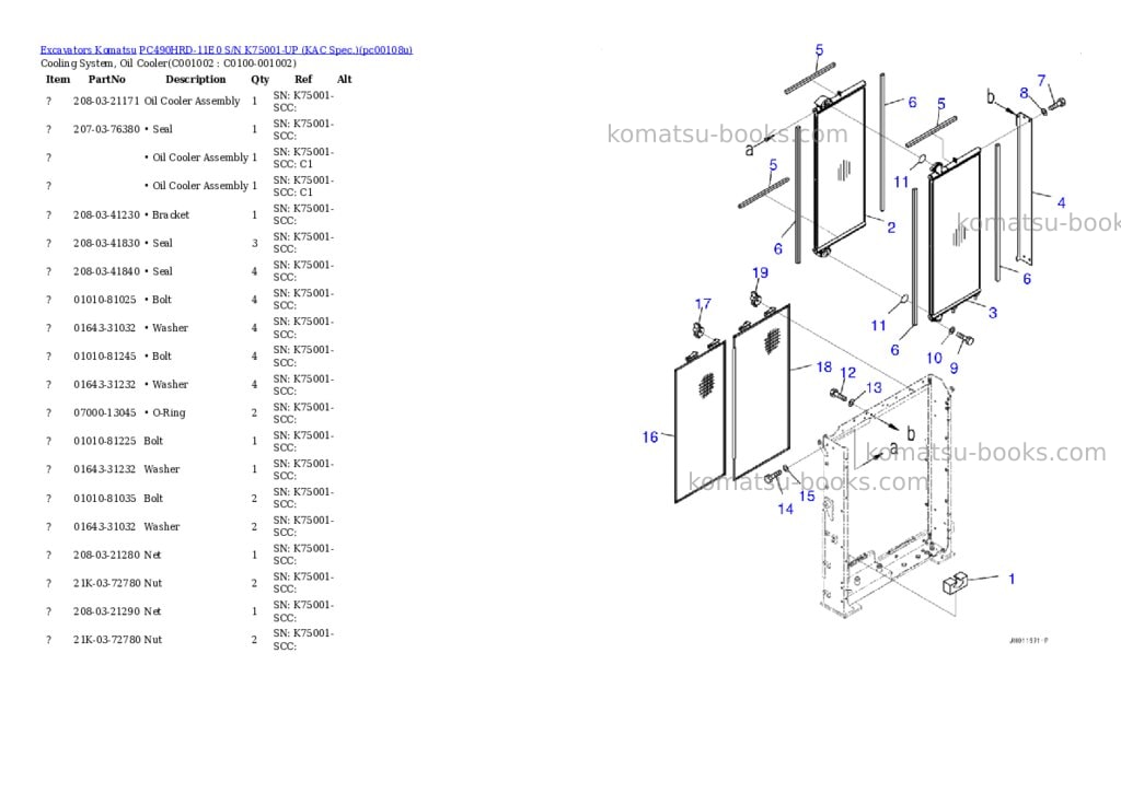 Komatsu PC490HRD-11E0 S/N K75001-UP (KAC Spec.) Parts catalog cover Page 10 Komatsu PC490HRD-11E0 S/N K75001-UP (KAC Spec.) Parts catalog cover Page 10