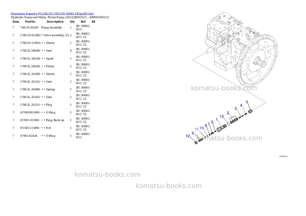 Komatsu PC210LCE-11E0 S/N 80001-UP Parts catalog cover Page 10 Komatsu PC210LCE-11E0 S/N 80001-UP Parts catalog cover Page 10