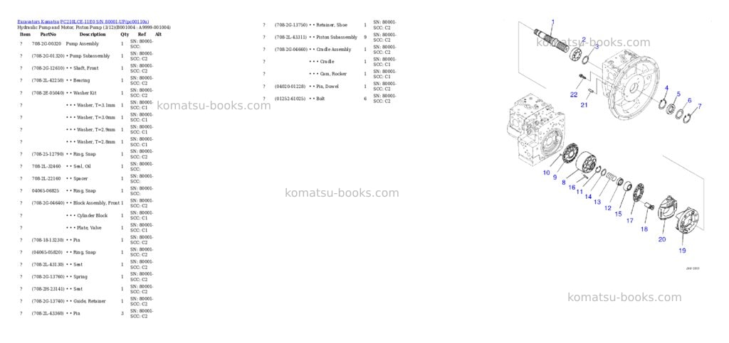 Komatsu PC210LCE-11E0 S/N 80001-UP Parts catalog cover Page 3 Komatsu PC210LCE-11E0 S/N 80001-UP Parts catalog cover Page 3