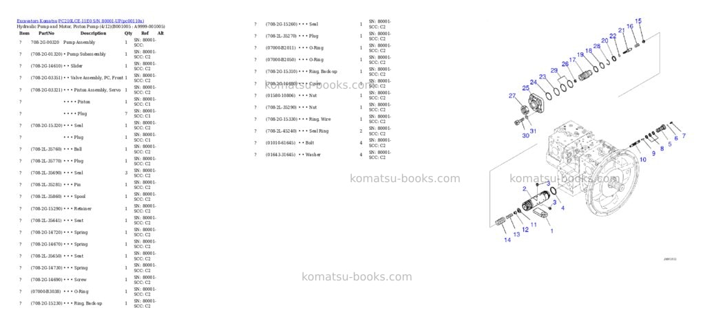 Komatsu PC210LCE-11E0 S/N 80001-UP Parts catalog cover Page 4 Komatsu PC210LCE-11E0 S/N 80001-UP Parts catalog cover Page 4