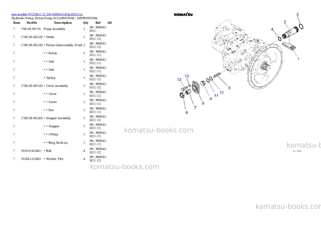 Komatsu PC220LC-12 S/N 900043-UP Parts catalog cover Page 4 Komatsu PC220LC-12 S/N 900043-UP Parts catalog cover Page 4