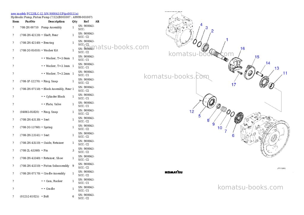 Komatsu PC220LC-12 S/N 900043-UP Parts catalog cover Page 7 Komatsu PC220LC-12 S/N 900043-UP Parts catalog cover Page 7