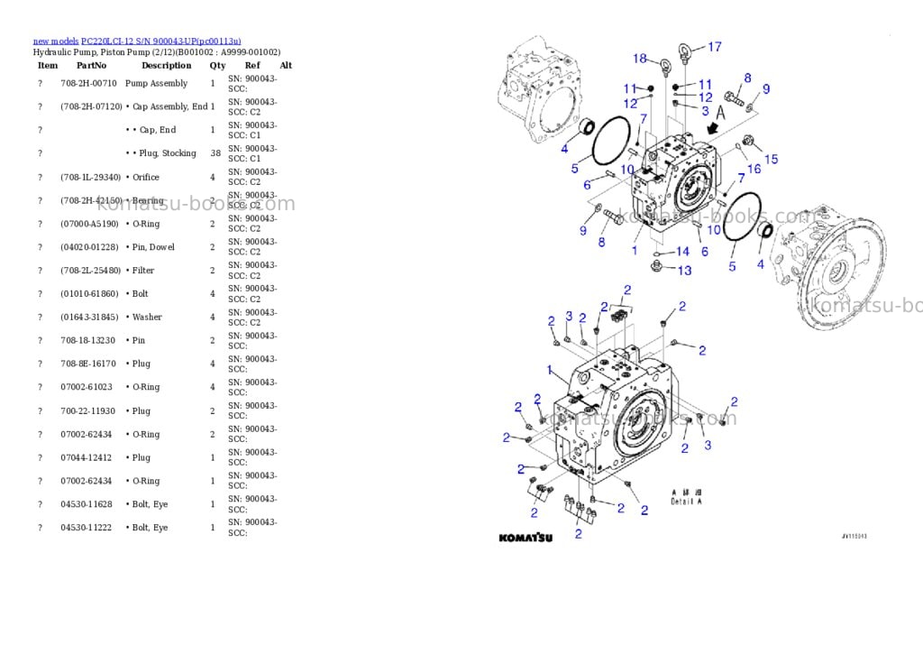Komatsu PC220LCI-12 S/N 900043-UP Parts catalog cover Page 2 Komatsu PC220LCI-12 S/N 900043-UP Parts catalog cover Page 2