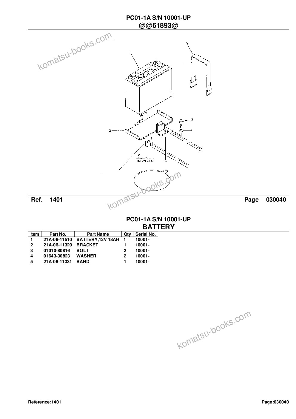 Komatsu PC01-1A S/N 10001-UP Parts catalog cover Page 6 Komatsu PC01-1A S/N 10001-UP Parts catalog cover Page 6