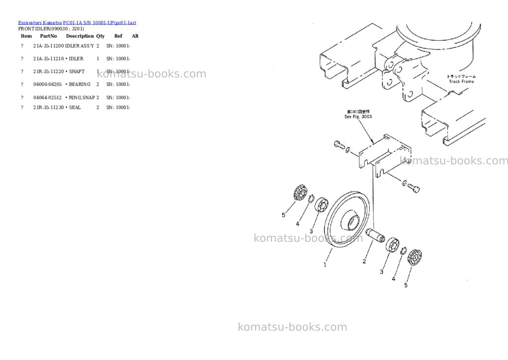 Komatsu pc01-1a s/n 10001-up Parts catalog cover Page 10 Komatsu pc01-1a s/n 10001-up Parts catalog cover Page 10