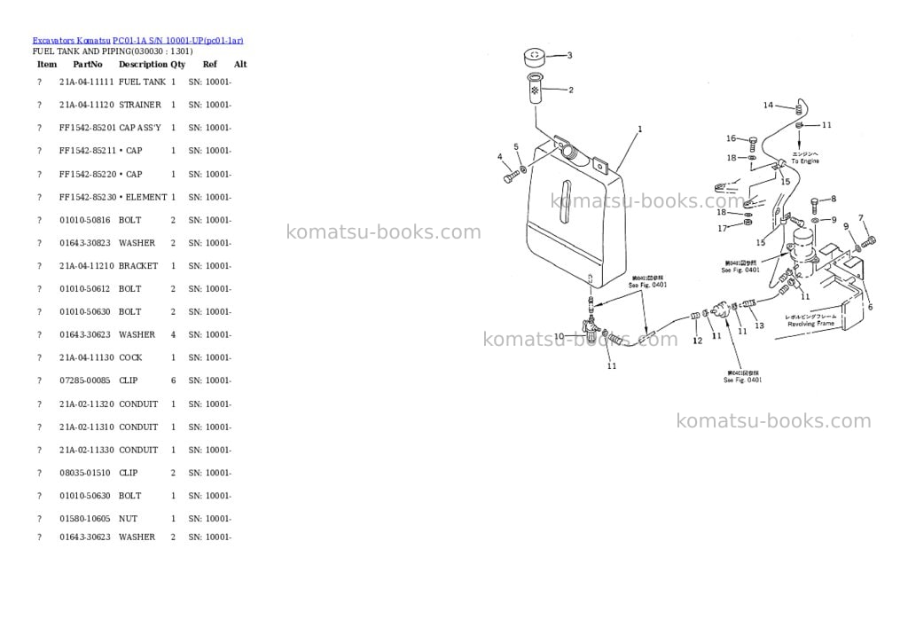 Komatsu pc01-1a s/n 10001-up Parts catalog cover Page 2 Komatsu pc01-1a s/n 10001-up Parts catalog cover Page 2