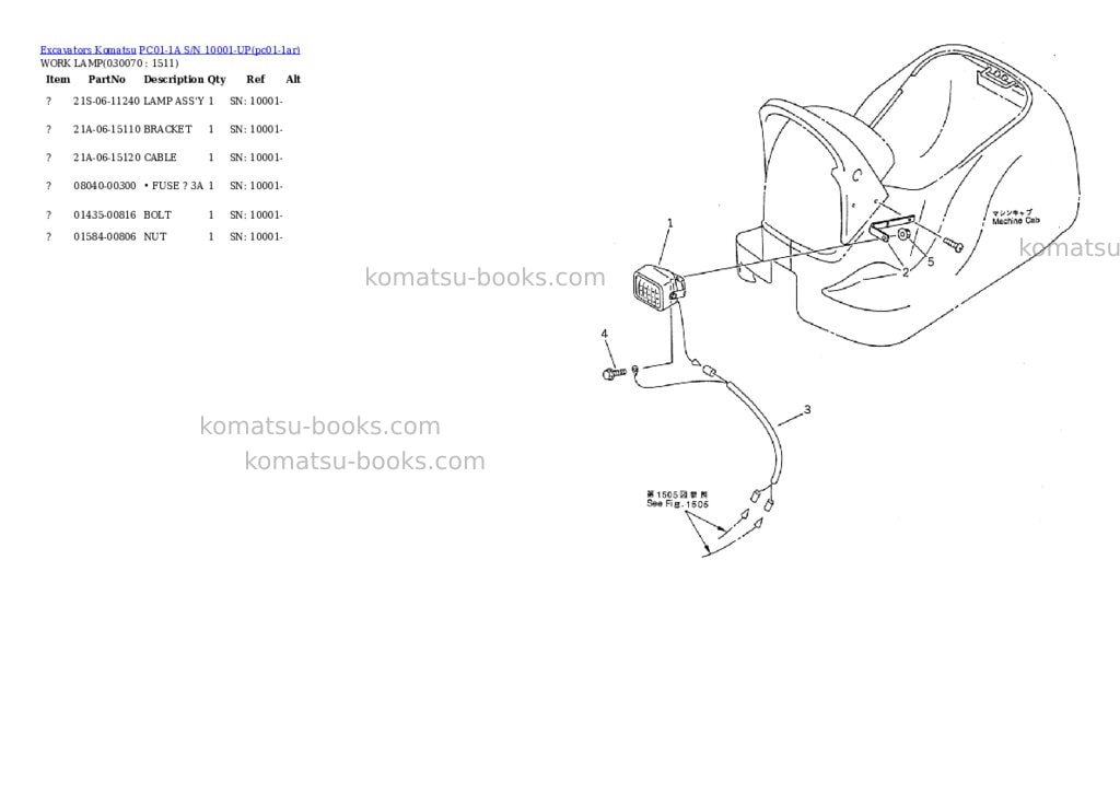 Komatsu pc01-1a s/n 10001-up Parts catalog cover Page 6 Komatsu pc01-1a s/n 10001-up Parts catalog cover Page 6
