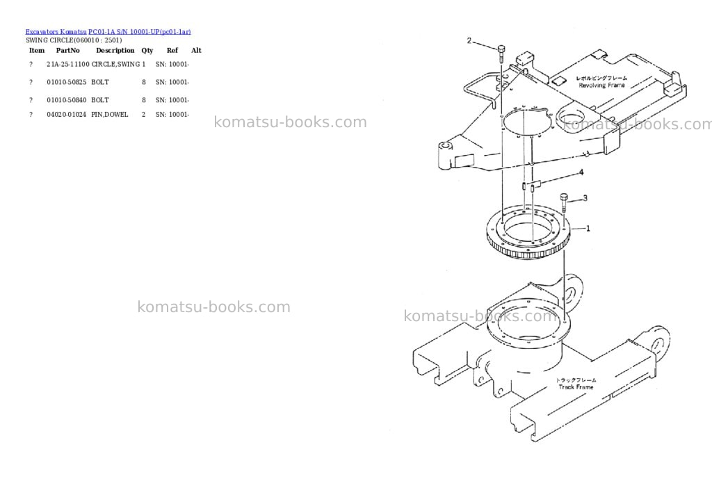 Komatsu pc01-1a s/n 10001-up Parts catalog cover Page 7 Komatsu pc01-1a s/n 10001-up Parts catalog cover Page 7