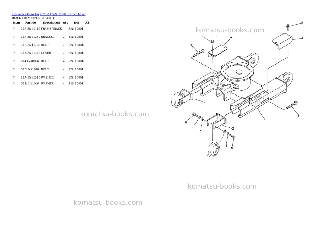Komatsu pc01-1a s/n 10001-up Parts catalog cover Page 8 Komatsu pc01-1a s/n 10001-up Parts catalog cover Page 8
