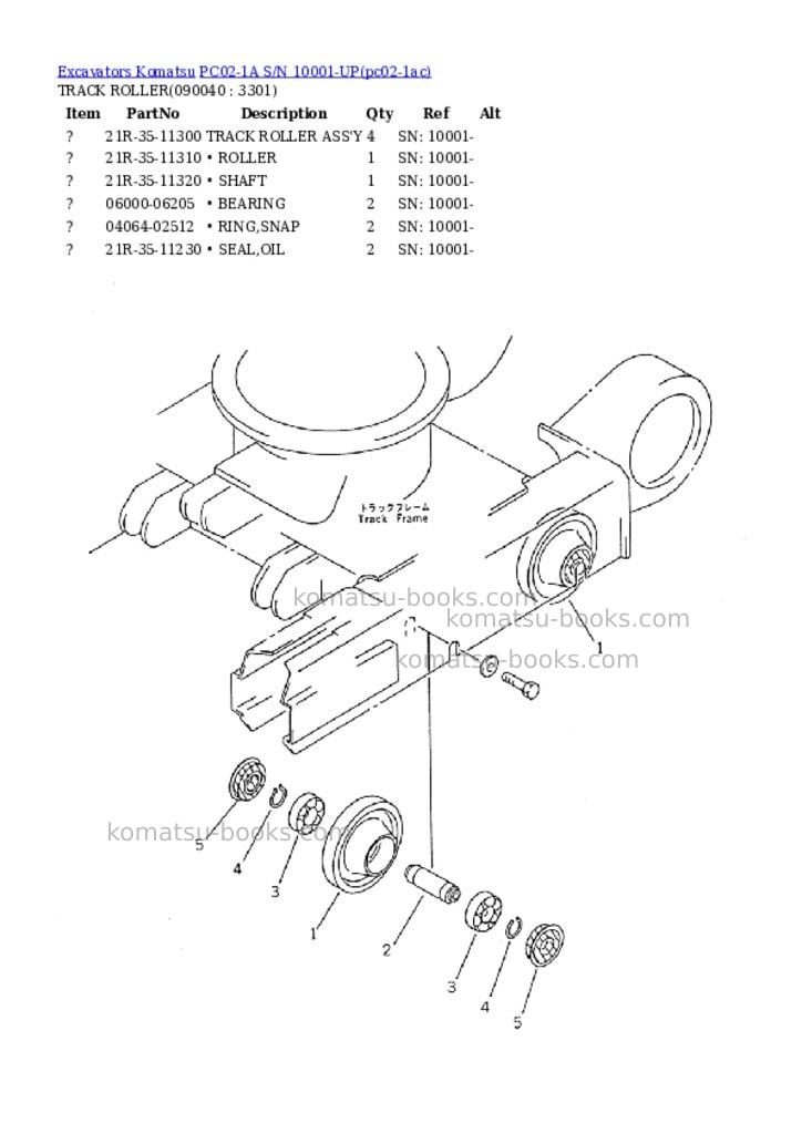 Komatsu PC02-1A S/N 10001-UP Parts catalog cover Page 10
