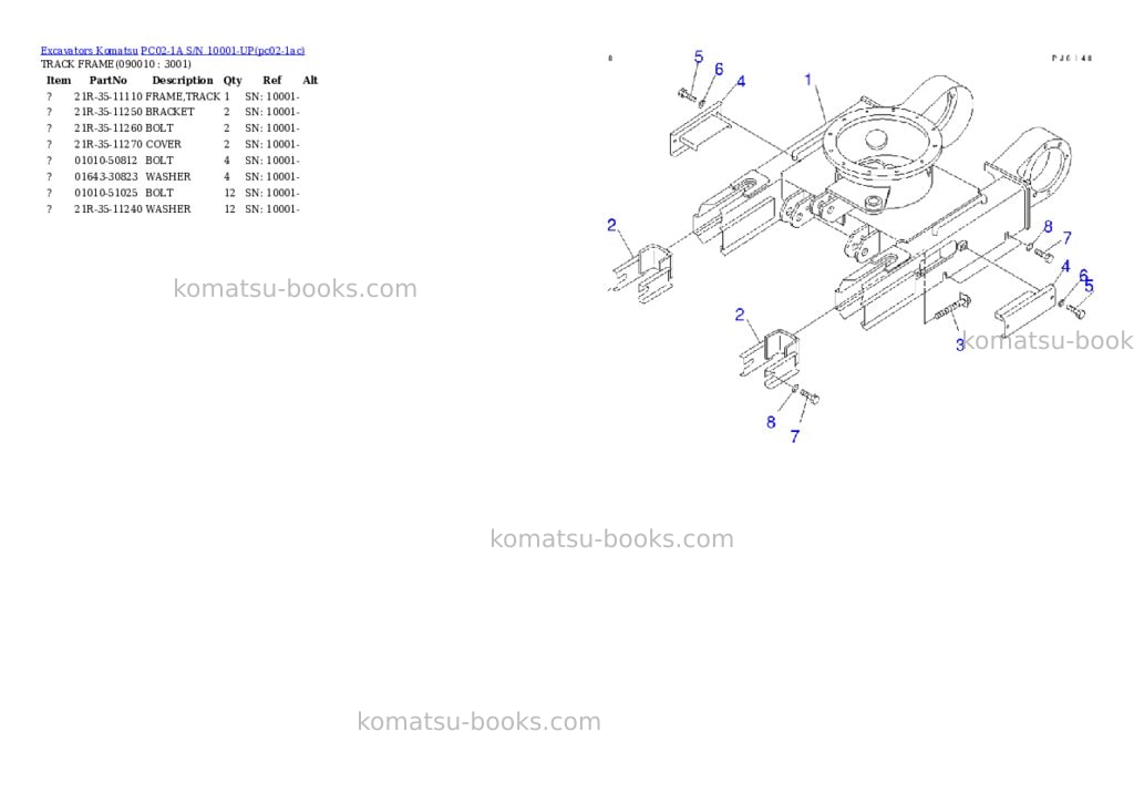 Komatsu PC02-1A S/N 10001-UP Parts catalog cover Page 7