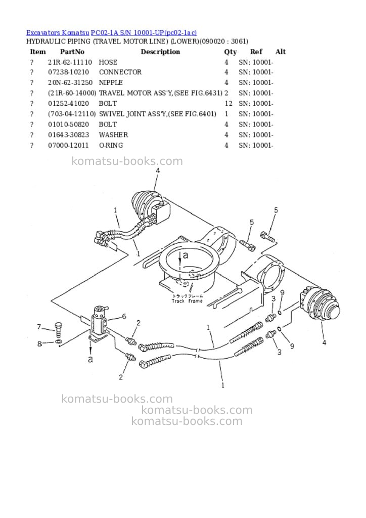 Komatsu PC02-1A S/N 10001-UP Parts catalog cover Page 8