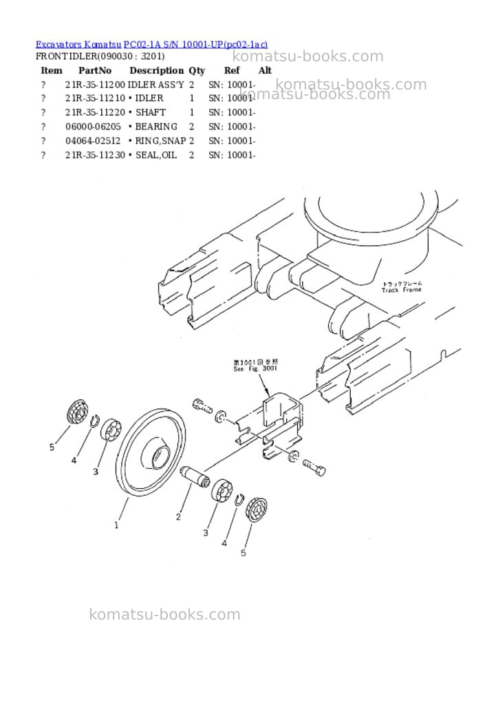 Komatsu PC02-1A S/N 10001-UP Parts catalog cover Page 9