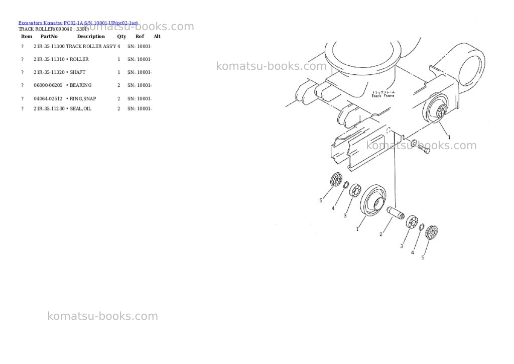 Komatsu pc02-1a s/n 10001-up Parts catalog cover Page 10 Komatsu pc02-1a s/n 10001-up Parts catalog cover Page 10