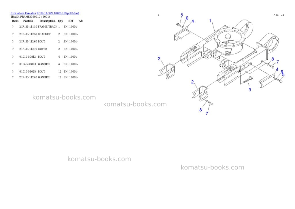 Komatsu pc02-1a s/n 10001-up Parts catalog cover Page 7 Komatsu pc02-1a s/n 10001-up Parts catalog cover Page 7