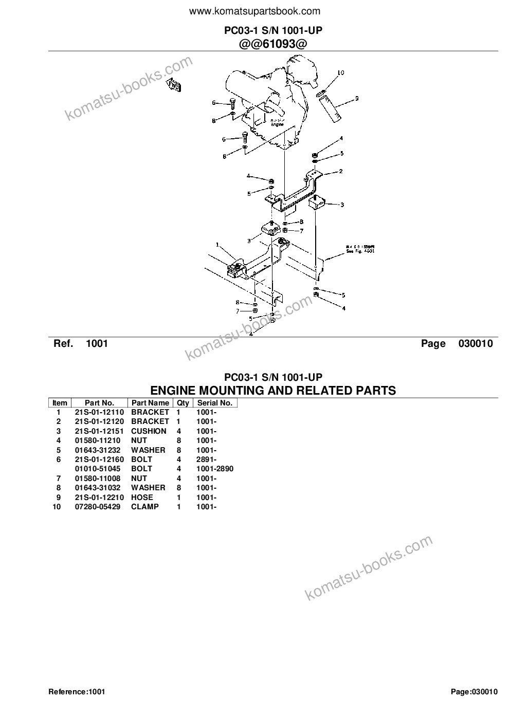 Komatsu pc03-1 s/n 1001-up Parts catalog cover Page 3 Komatsu pc03-1 s/n 1001-up Parts catalog cover Page 3