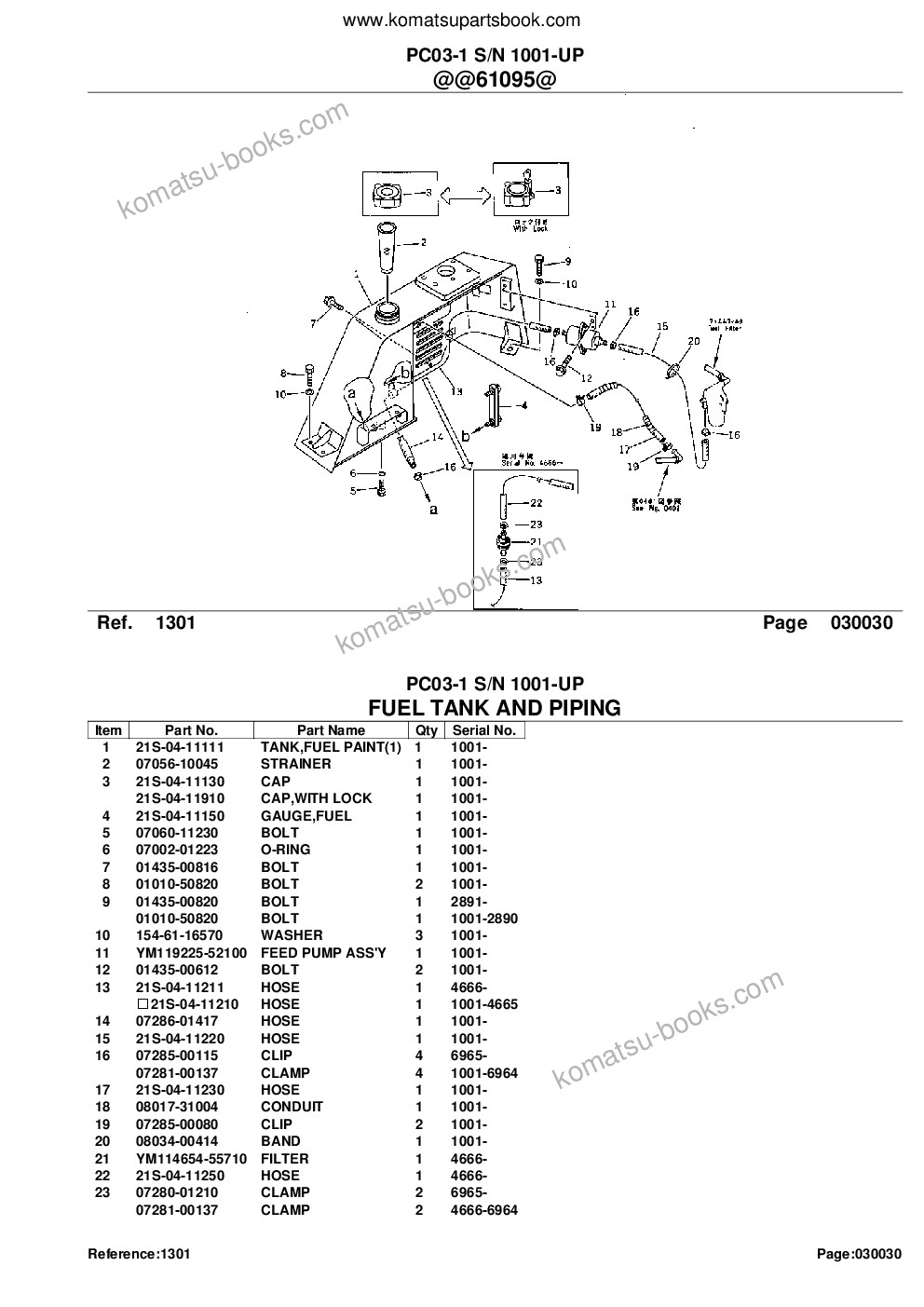 Komatsu pc03-1 s/n 1001-up Parts catalog cover Page 5 Komatsu pc03-1 s/n 1001-up Parts catalog cover Page 5