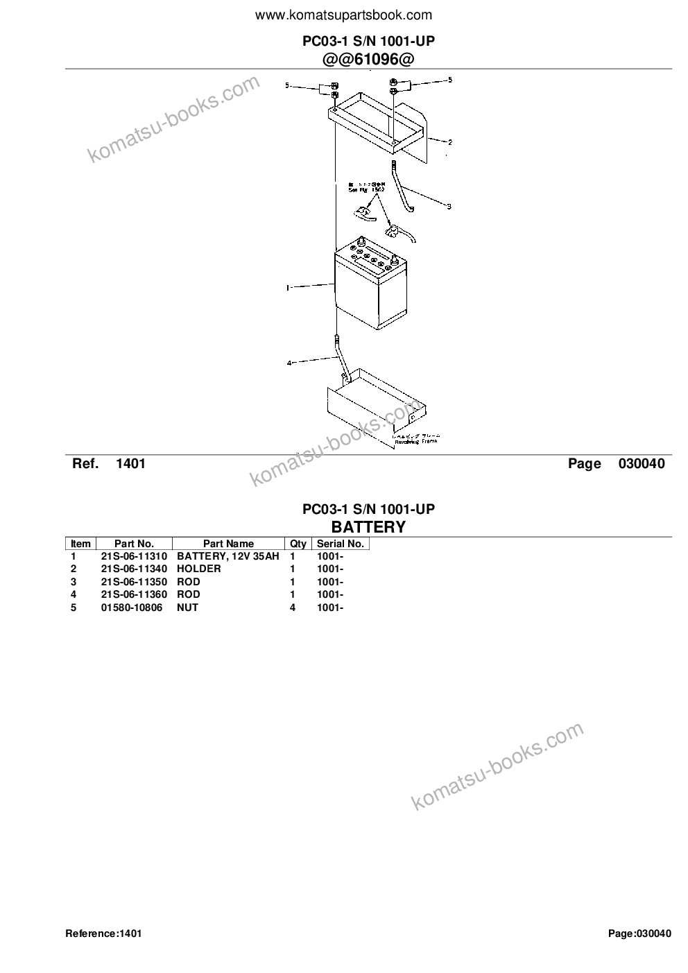 Komatsu pc03-1 s/n 1001-up Parts catalog cover Page 6 Komatsu pc03-1 s/n 1001-up Parts catalog cover Page 6