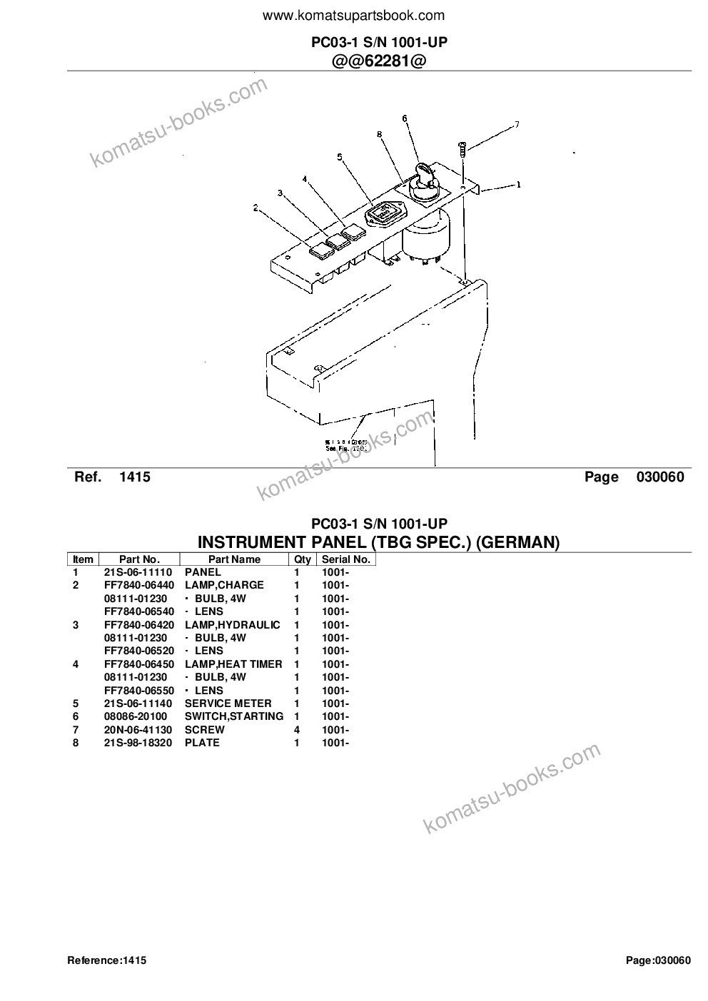 Komatsu pc03-1 s/n 1001-up Parts catalog cover Page 8 Komatsu pc03-1 s/n 1001-up Parts catalog cover Page 8