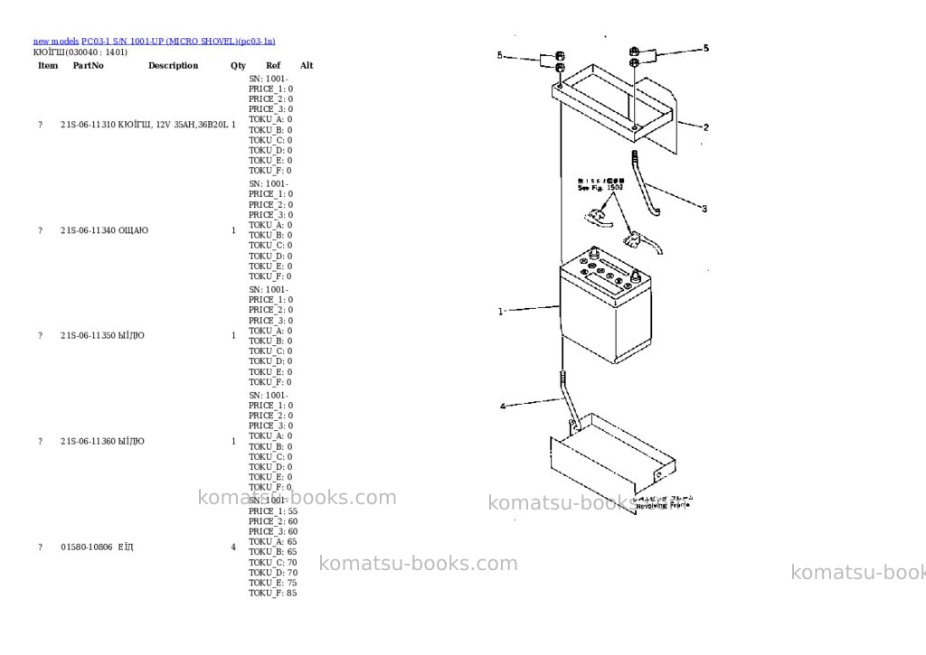 Komatsu PC03-1 S/N 1001-UP (MICRO SHOVEL) Parts catalog cover Page 4 Komatsu PC03-1 S/N 1001-UP (MICRO SHOVEL) Parts catalog cover Page 4
