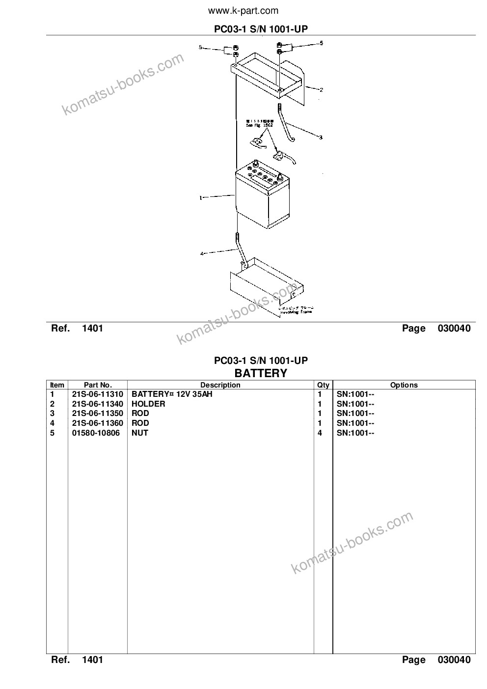 Komatsu PC03-1 S/N 1001-UP Parts catalog cover Page 7 Komatsu PC03-1 S/N 1001-UP Parts catalog cover Page 7