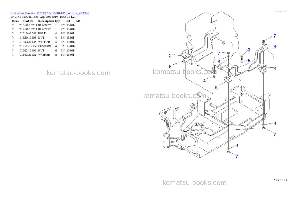 Komatsu PC03-2 S/N 15001-UP (For EU) Parts catalog cover Komatsu PC03-2 S/N 15001-UP (For EU) Parts catalog cover