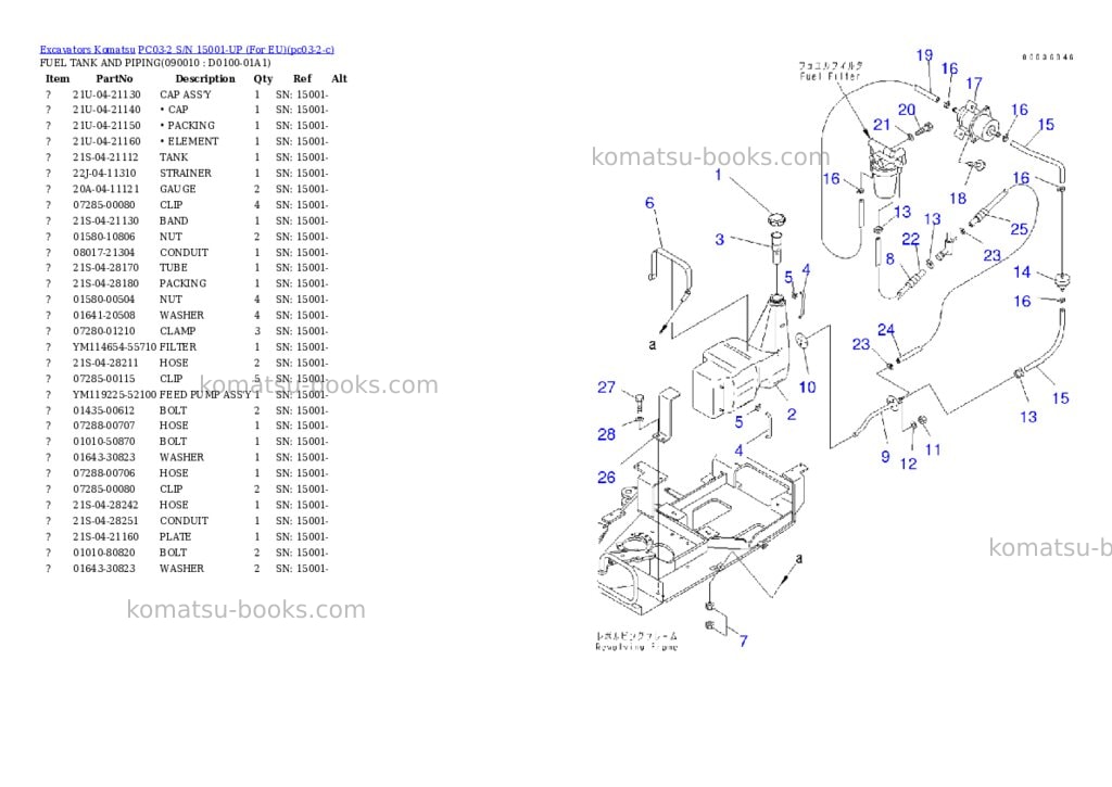 Komatsu PC03-2 S/N 15001-UP (For EU) Parts catalog cover Page 5 Komatsu PC03-2 S/N 15001-UP (For EU) Parts catalog cover Page 5