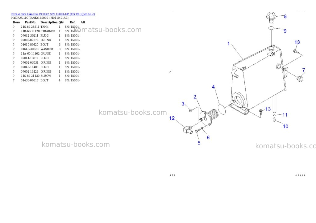 Komatsu PC03-2 S/N 15001-UP (For EU) Parts catalog cover Page 8 Komatsu PC03-2 S/N 15001-UP (For EU) Parts catalog cover Page 8