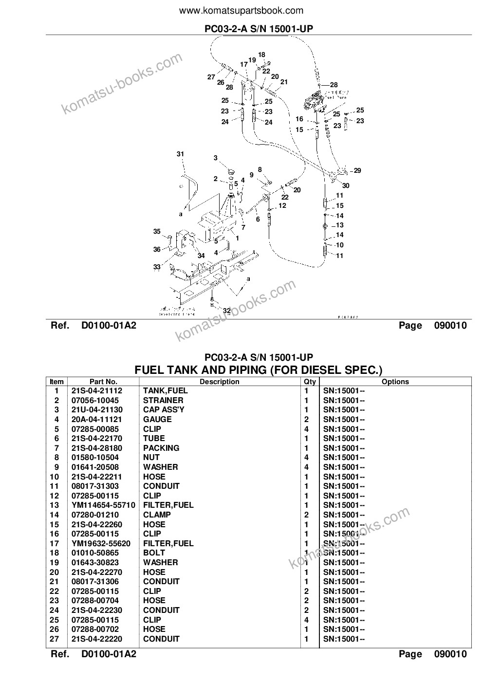Komatsu PC03-2-A S/N 15001-UP Katalog dílů obálka Strana 10