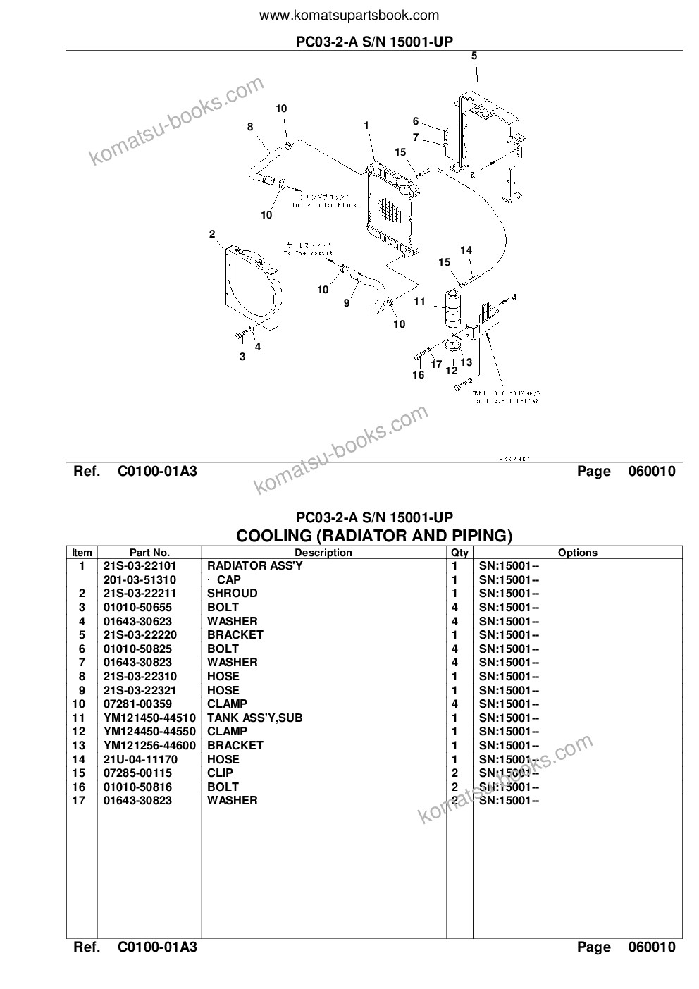 Komatsu PC03-2-A S/N 15001-UP Katalog dílů obálka Strana 8
