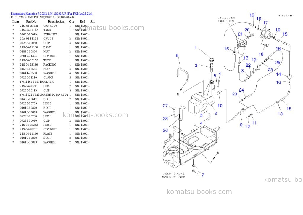 Komatsu PC03-2 S/N 15001-UP (For FKI) Parts catalog cover Page 5