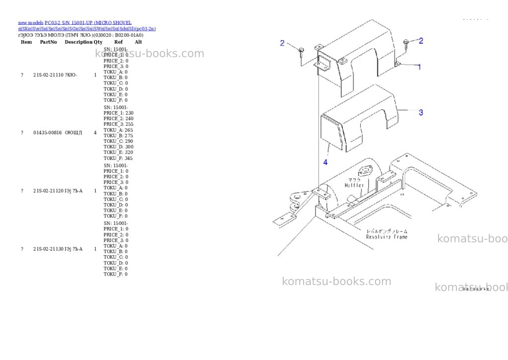 Komatsu PC03-2 S/N 15001-UP (MICRO SHOVEL пїЅKпїЅ\\пїЅпїЅпїЅпїЅпїЅGпїЅпїЅпїЅWпїЅпїЅпїЅdпїЅl) Parts catalog cover Page 2