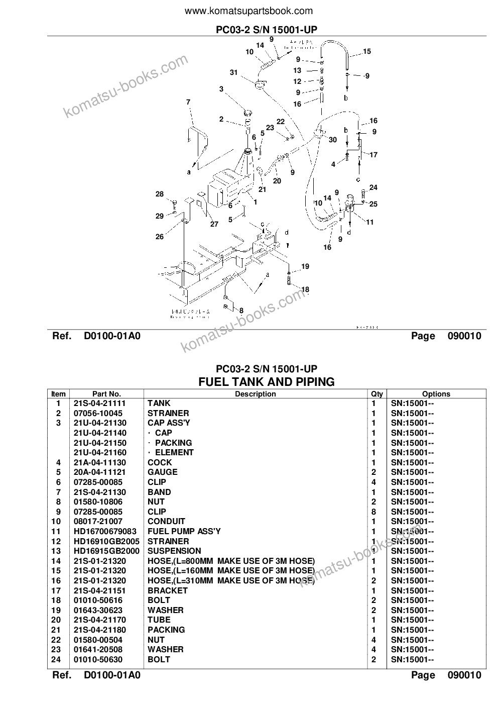 Komatsu pc03-2 s/n 15001-up for u.s.a. Каталог запчастей обложка Страница 10