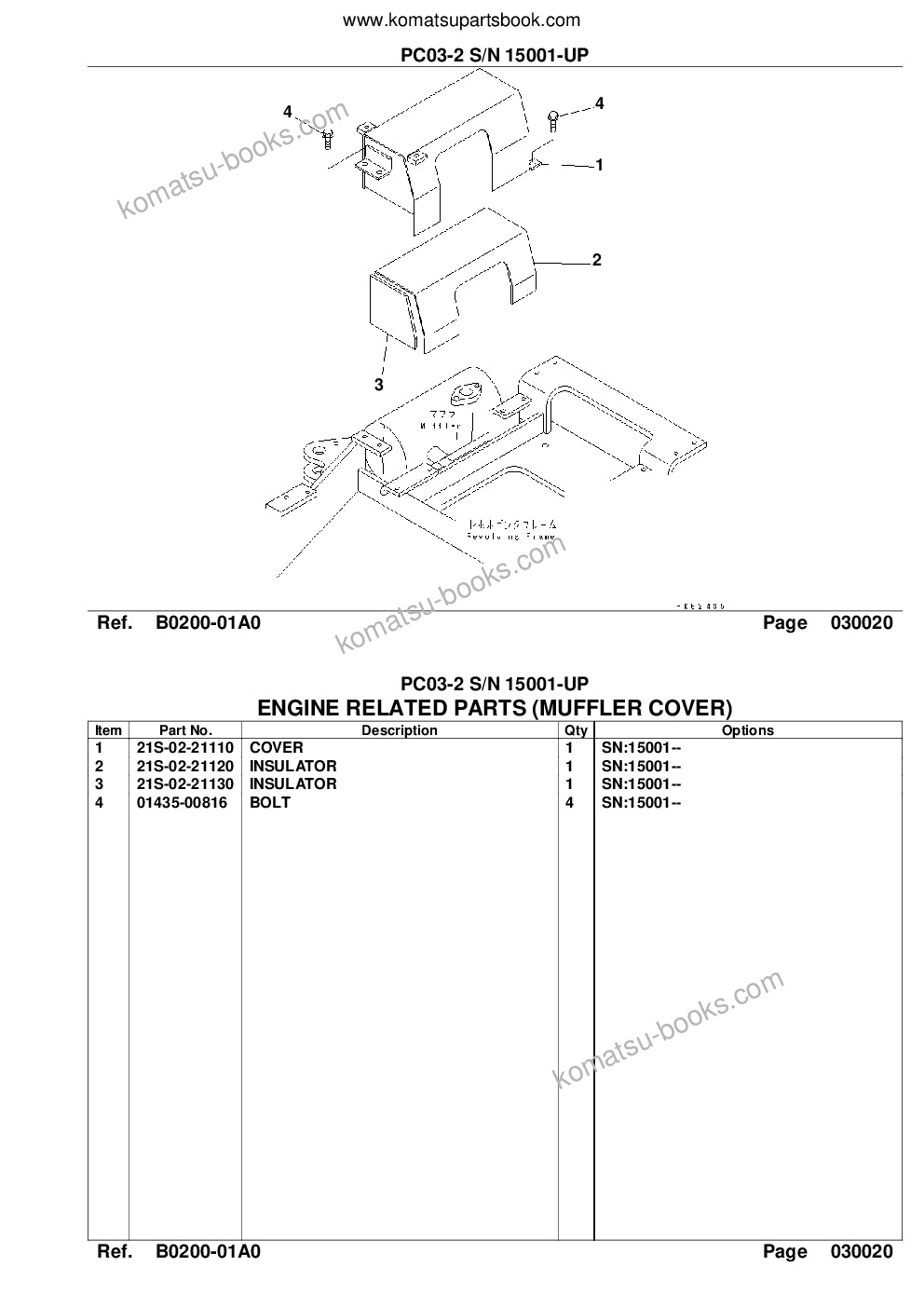 Komatsu pc03-2 s/n 15001-up for u.s.a. Каталог запчастей обложка Страница 4