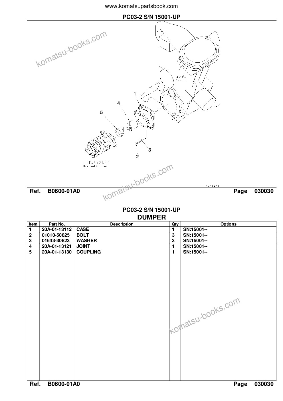 Komatsu pc03-2 s/n 15001-up for u.s.a. Каталог запчастей обложка Страница 5