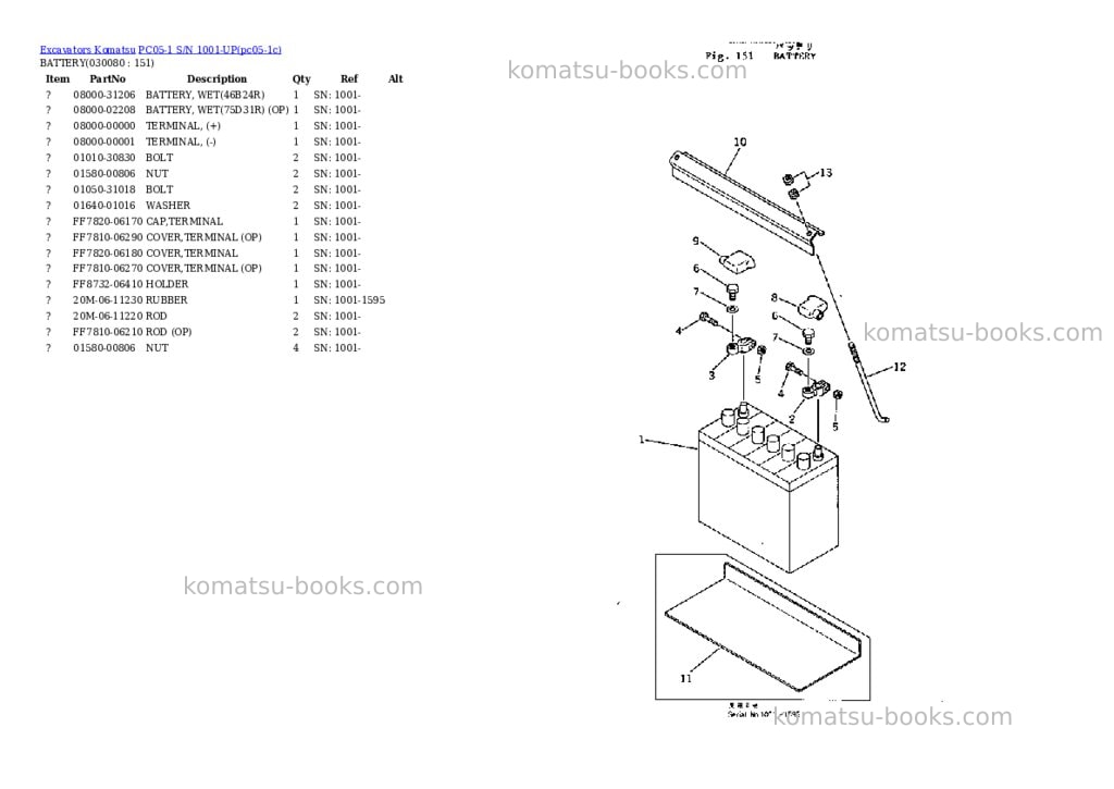 Komatsu pc05-1 s/n 1001-up Parts catalog cover Page 7