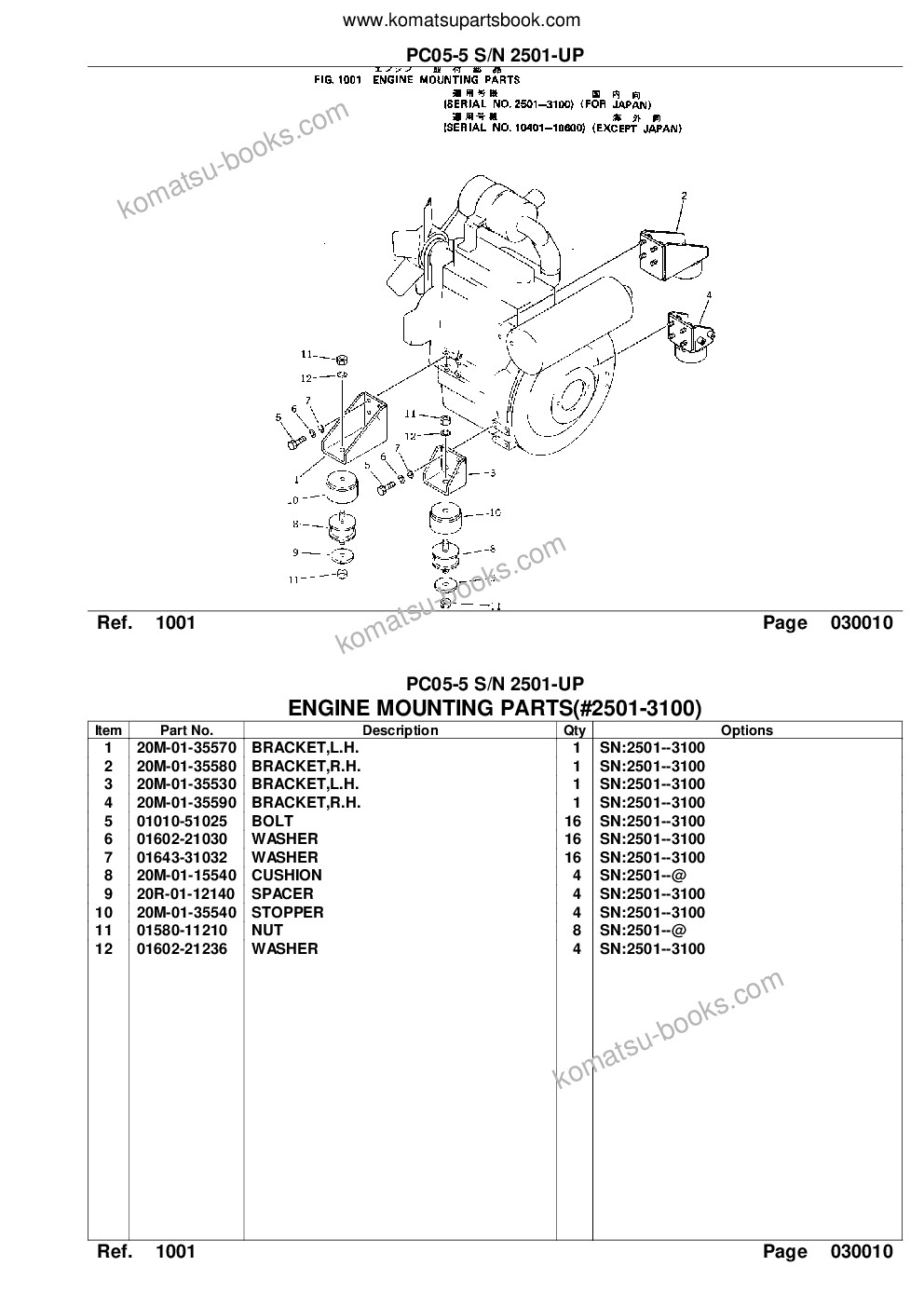 Komatsu pc05-5 s/n 2501-up Catalogue de pièces couverture Page 3