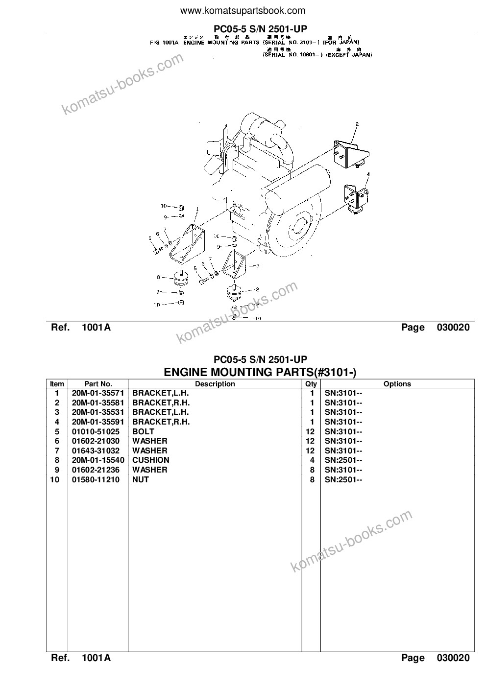 Komatsu pc05-5 s/n 2501-up Catalogue de pièces couverture Page 4