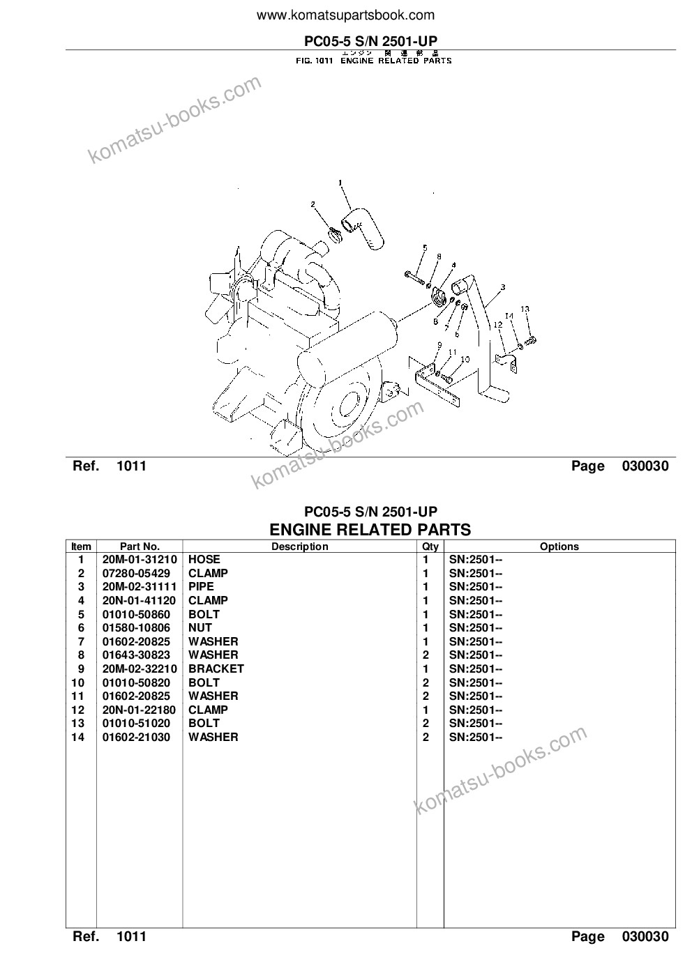 Komatsu pc05-5 s/n 2501-up Catalogue de pièces couverture Page 5