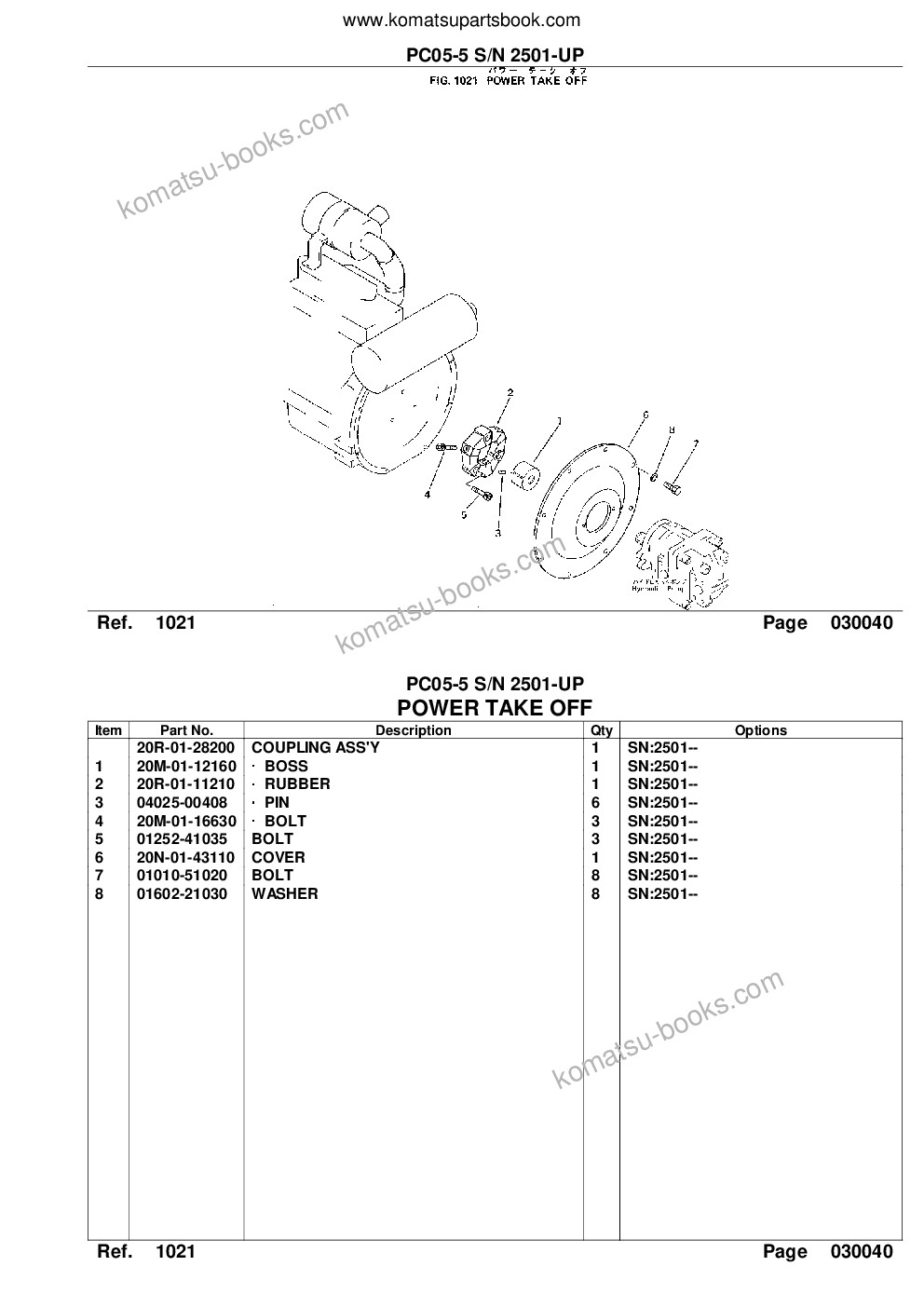 Komatsu pc05-5 s/n 2501-up Catalogue de pièces couverture Page 6