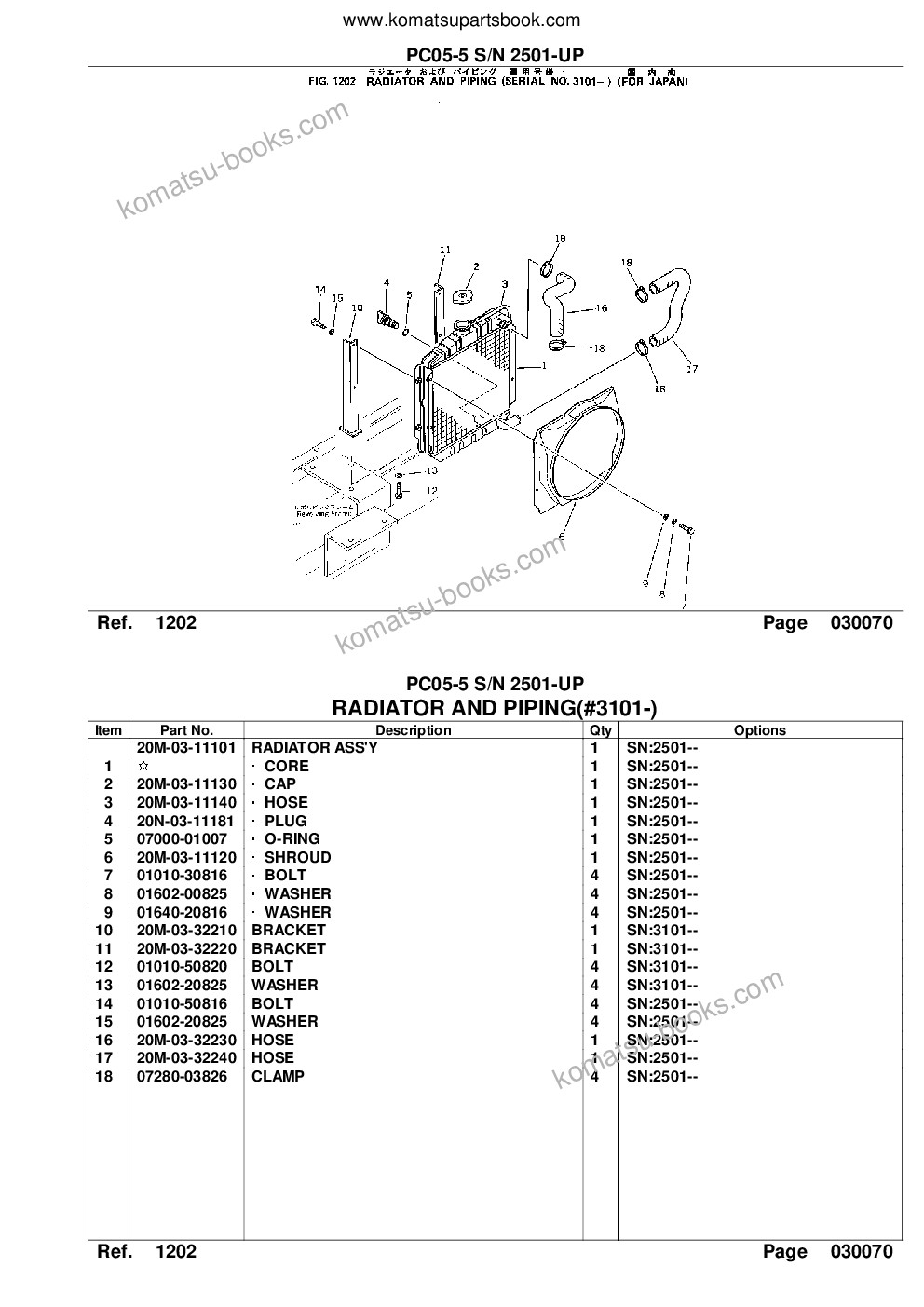 Komatsu pc05-5 s/n 2501-up Catalogue de pièces couverture Page 9