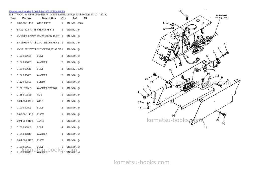 Komatsu PC05-6 S/N 5001-UP Parts catalog cover Page 10 Komatsu PC05-6 S/N 5001-UP Parts catalog cover Page 10