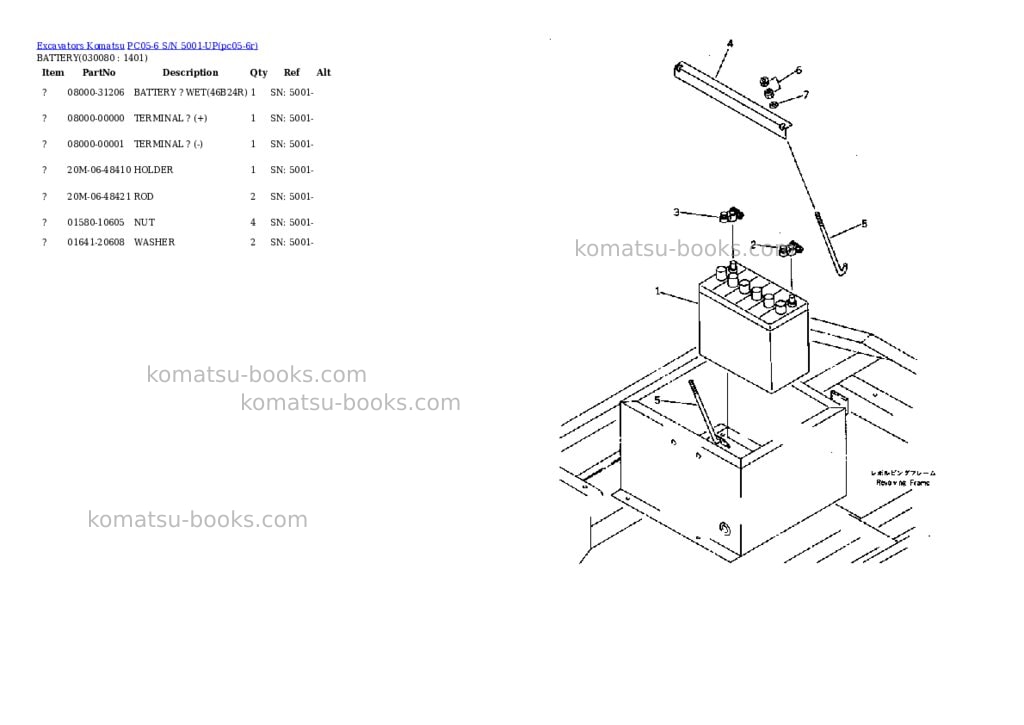 Komatsu PC05-6 S/N 5001-UP Parts catalog cover Page 7 Komatsu PC05-6 S/N 5001-UP Parts catalog cover Page 7