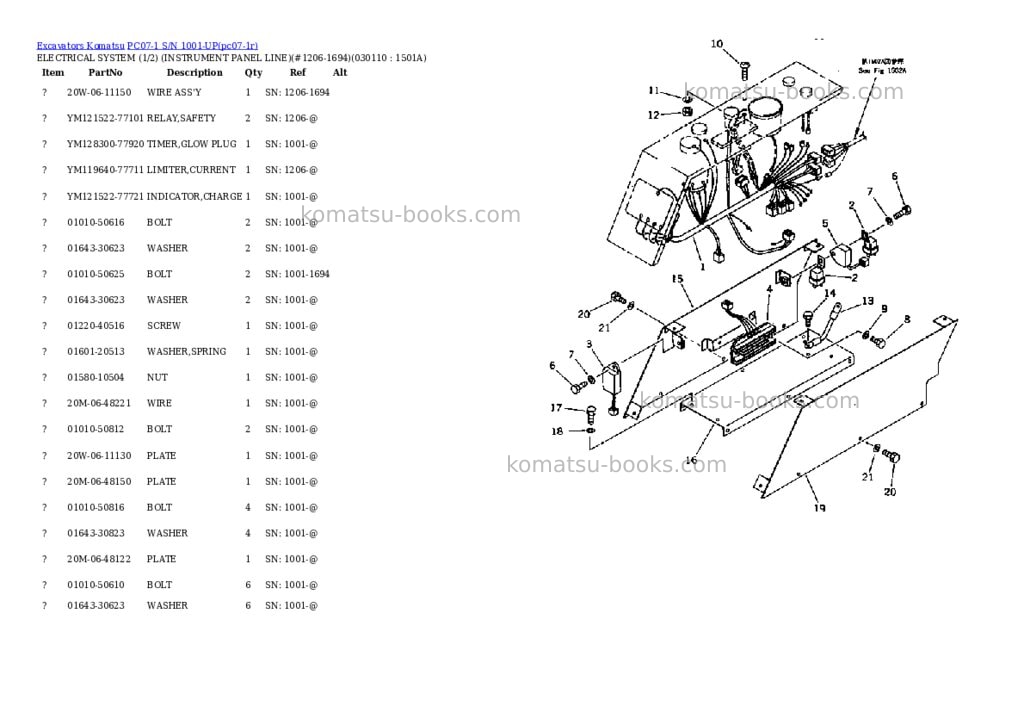 Komatsu pc07-1 s/n 1001-up Parts catalog cover Page 10 Komatsu pc07-1 s/n 1001-up Parts catalog cover Page 10